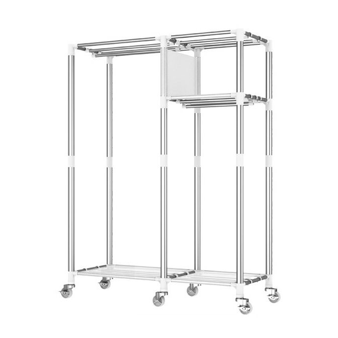 Modern Wardrobe Closet with Shelves Steel Wardrobe Cabinet with Legs