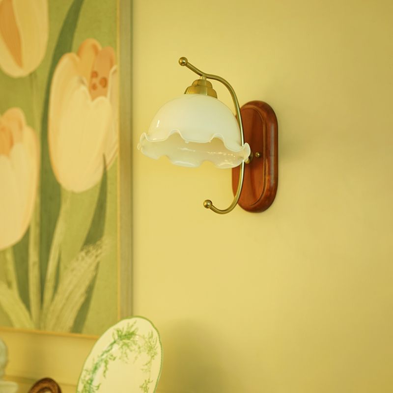 Modern Glass Wall Mounted Lamp Wooden Wall Lights for Bedroom