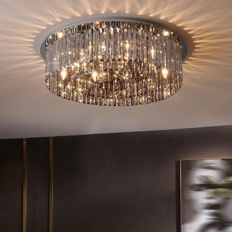 Plafonnier en cristal simple et moderne, en acier inoxydable, forme géométrique, montage encastré