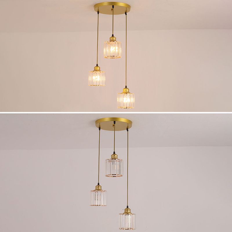 3 luci cilindri multiple lampada a sospensione di vetro a coste industriale luce con cavo sospeso per il ristorante