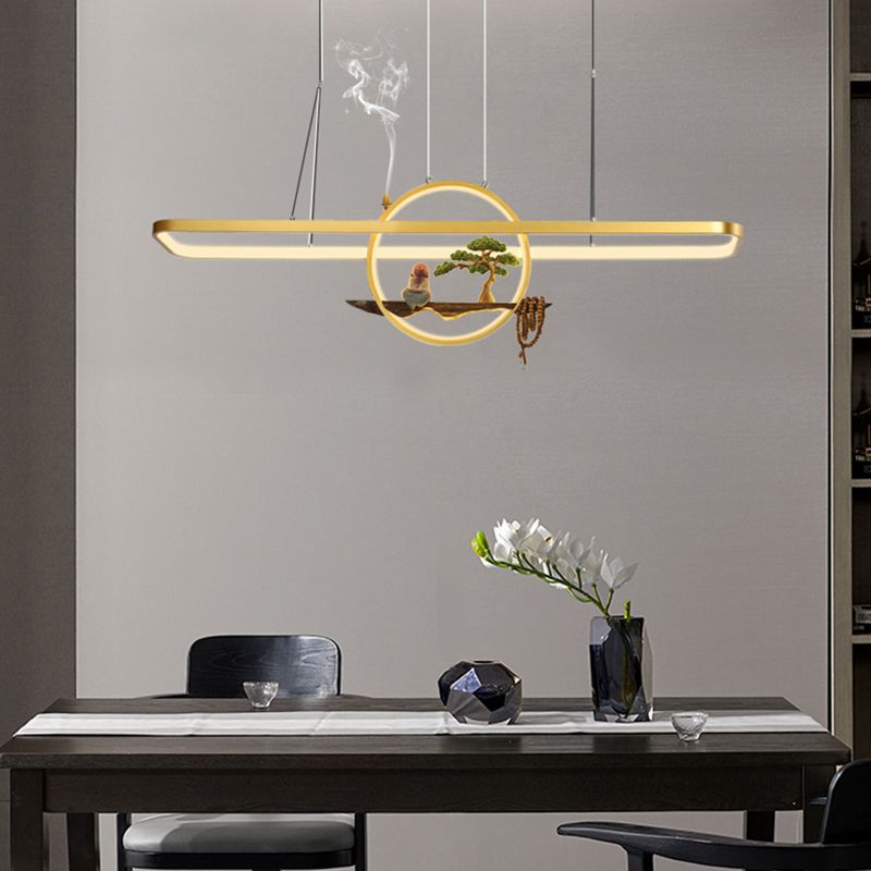 Aluminum Hanging Lights Rectangular Island Lighting Fixture for Dining Room