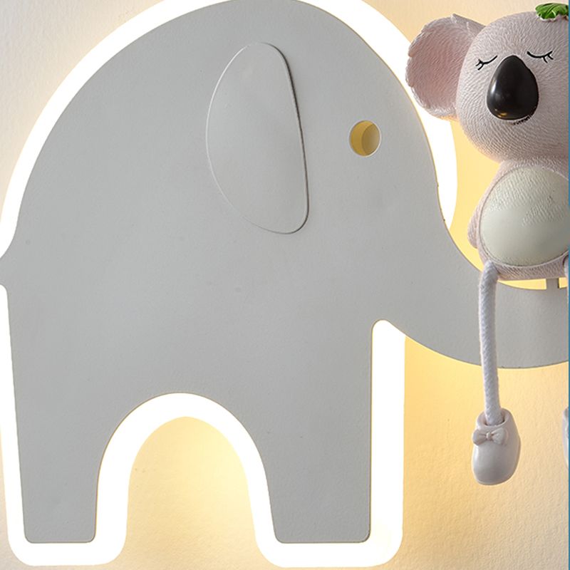 Cartoon Style Wall Light Colorful Metal Wall Lamp for Children's Room (Included Doll)