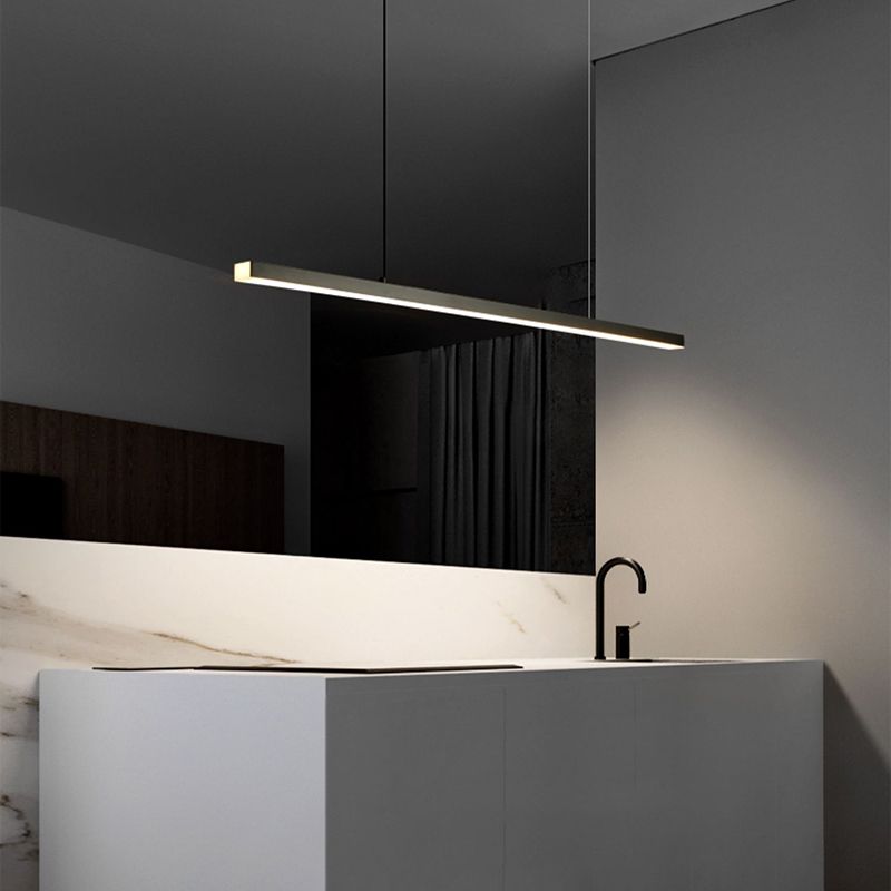 Modern Metal Pendant Light Linear Shape Island Light with Acrylic Shade for Bedroom