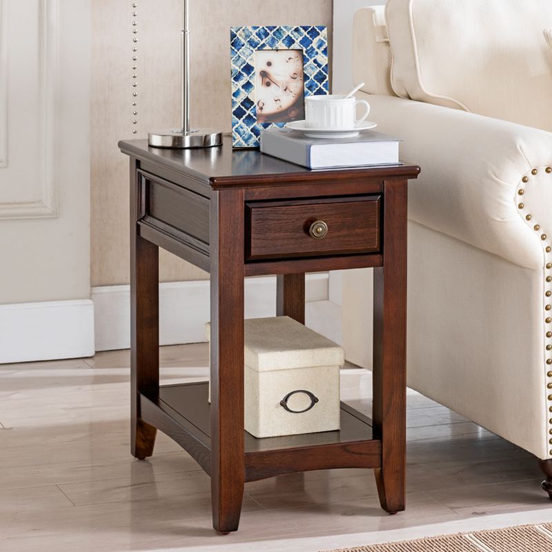 Modern Rectangle Top Side Table 23.62" Tall Wood End Table with Storage