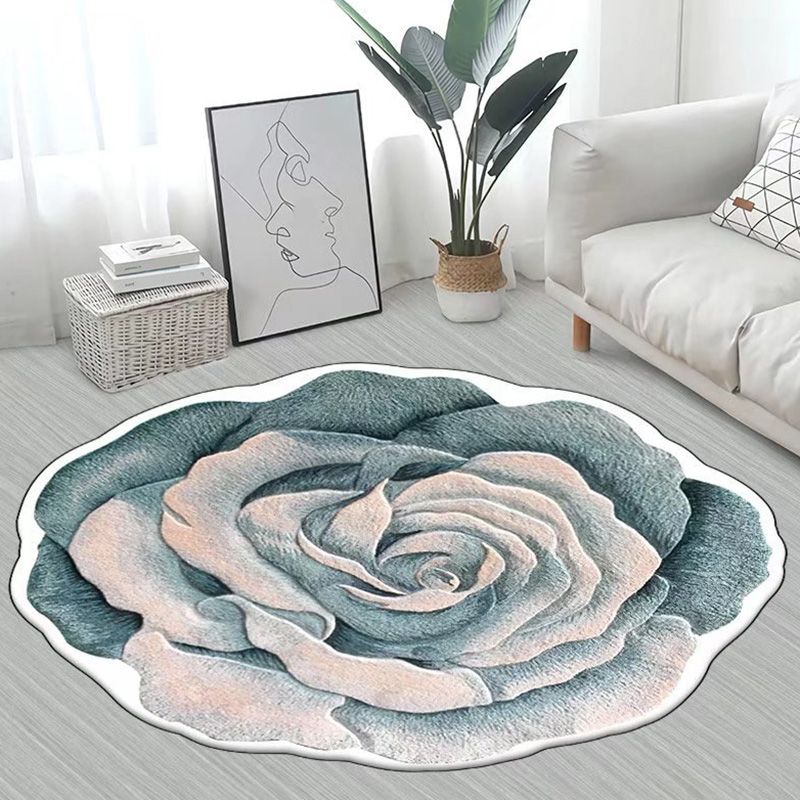Yellow Flower Carpet Polyester Casual Carpet Washable Rug for Living Room