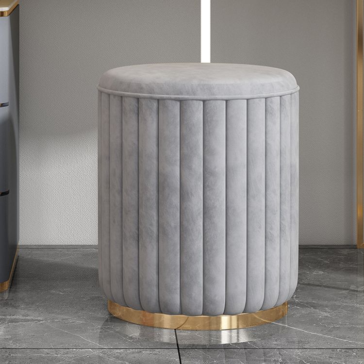 Solid Wood Drawers Vanity Set with Stone Top & Padded Stool in Grey