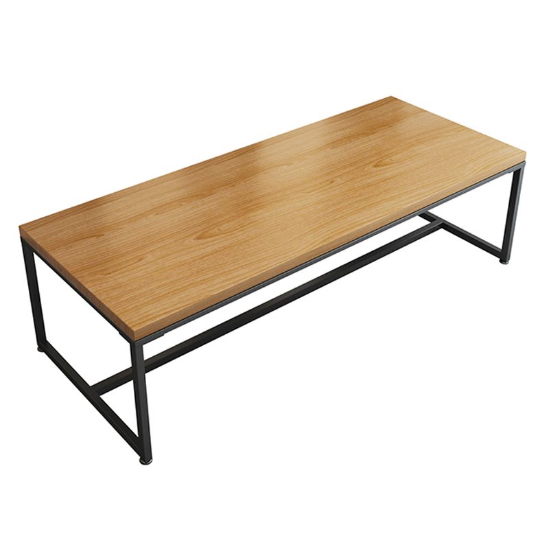 Rectangle Trestle Base Industrial Dining Table Solid Wood Fixed Table