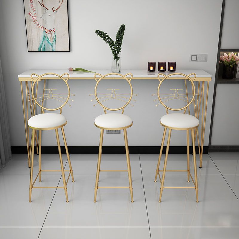 Glam Style Rectangle Bar Table Bar-Height Bistro Pub Table with 4 Legs