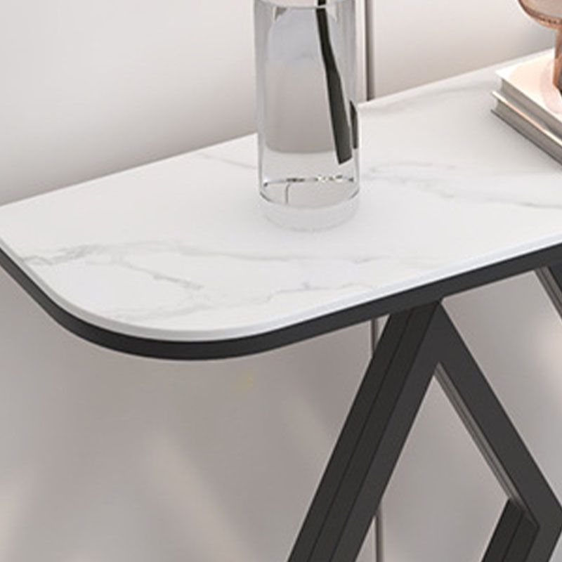Stone Half Moon Console Table 31.5" Tall 1-shelf Accent Table for Hall