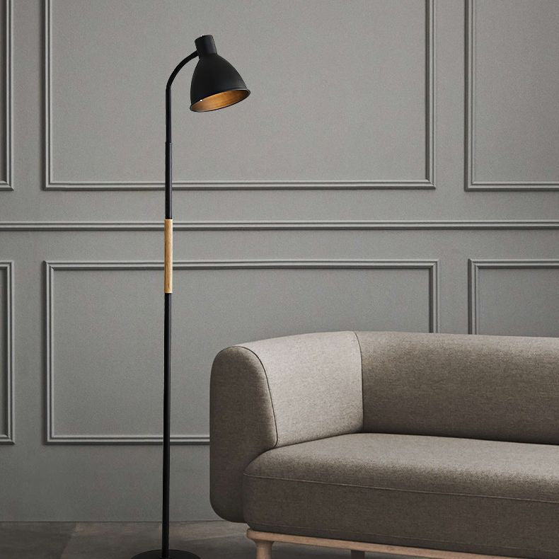 Nordic Bell Shade Floor Standing Light Metal Living Room Adjustable Reading Book Lamp