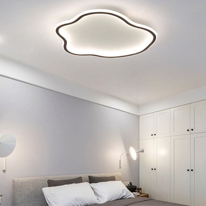 Unique Shaped LED Flush Mount Ceiling Light Fixture with Acrylic Shade for Living Room