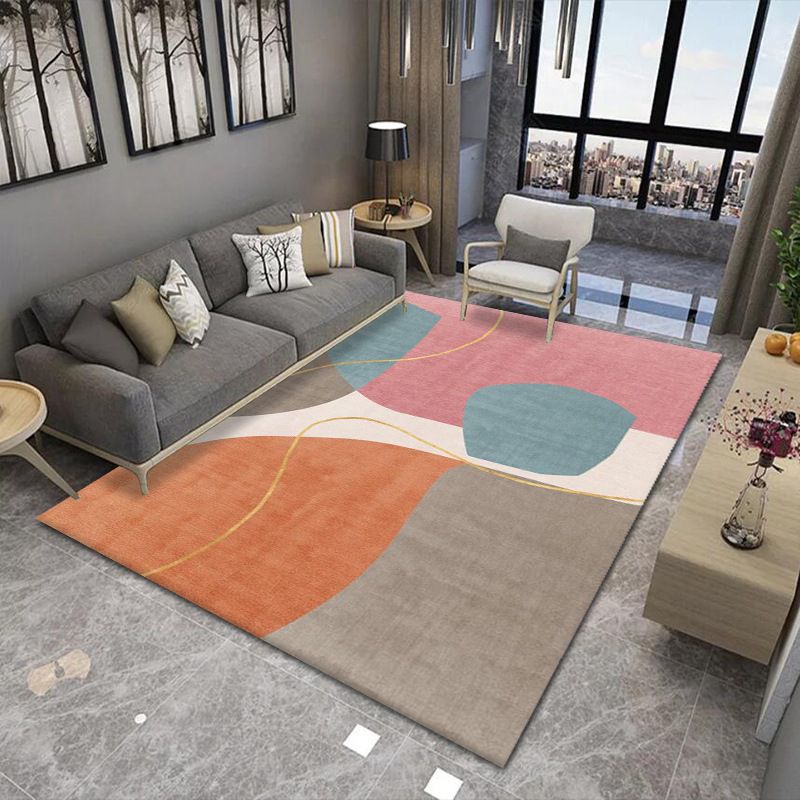 Yellow Graphic Carpet Polyester Modern Carpet Washable Carpet for Drawing Room