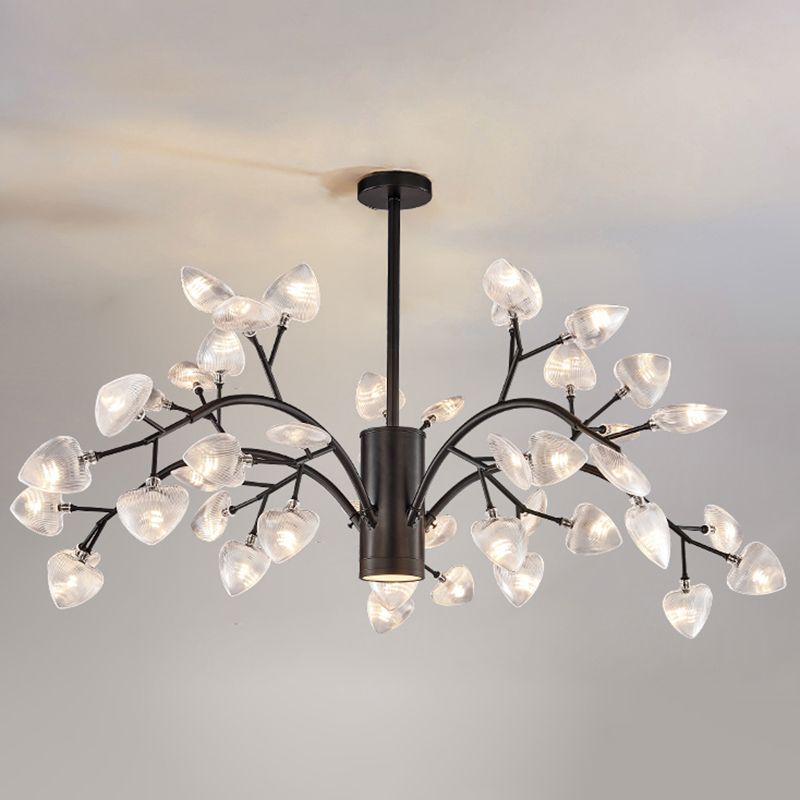 Firefly Design Chandelier Light Clear Acrylic Leaf-shaped Shade Modern Style Lighting Fixture Lamp for Bedroom Aisle Corridor