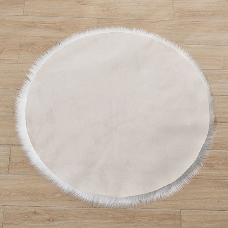 Tapis circulaire en peluche de couleur unie, résistant aux taches, pour la décoration de la maison