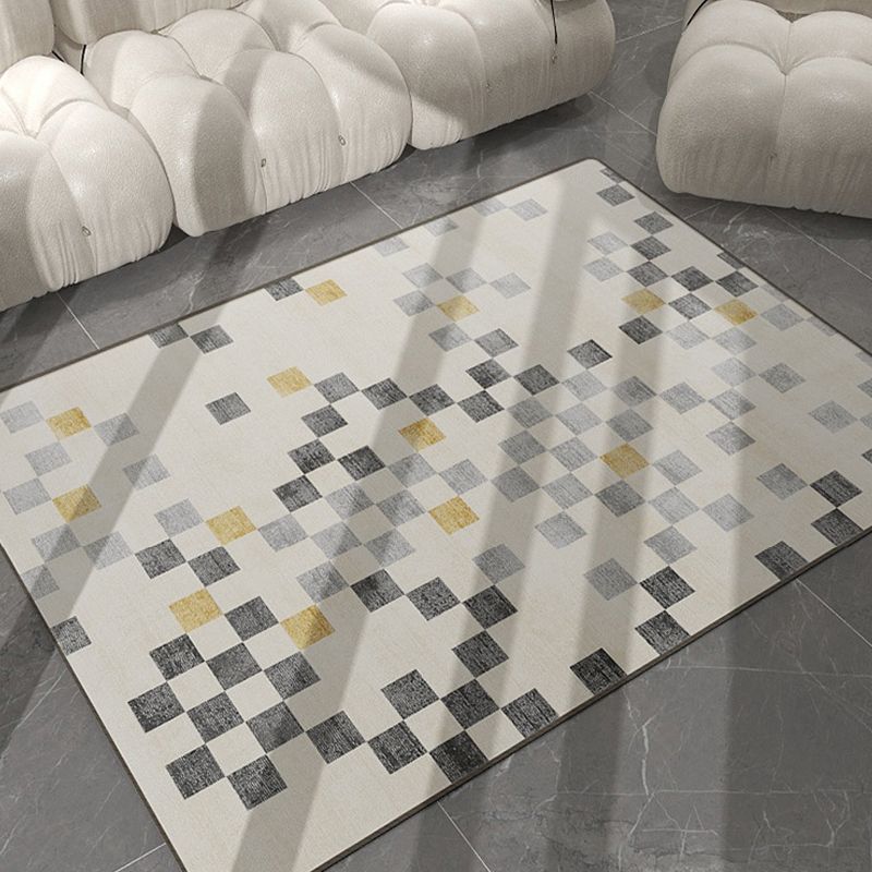 Luxury Lattice Rug Synthetic Modern Anti-Slip Backing Washable Rug for Home Decor