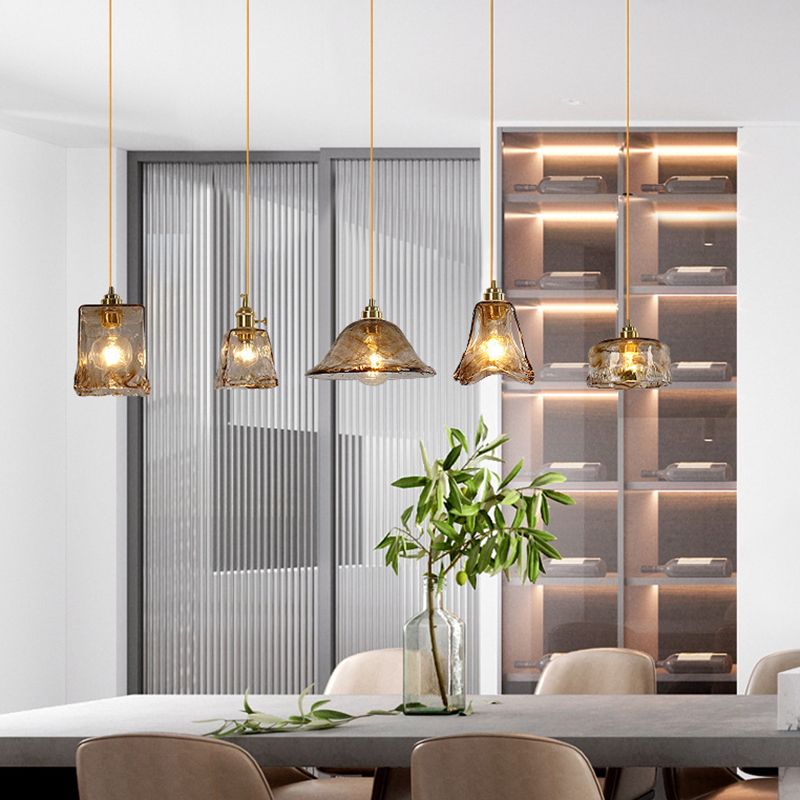 Moderne hanglampverlichting Geometrische hanglamp 3 Lichtglashanglicht in goud