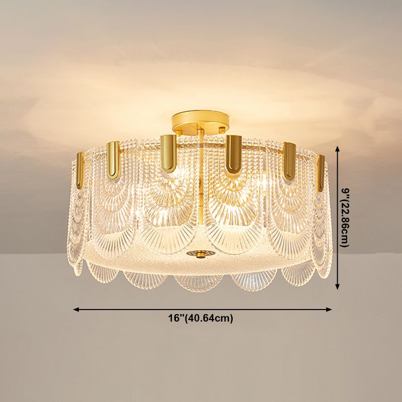 Lampade da incasso in metallo Lampade da soffitto tradizionali a semi-incasso con paralume in vetro