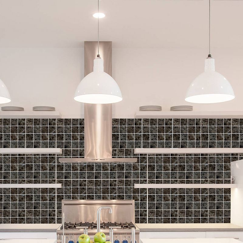 Grey-Black Marble Wallpaper Panel Peel and Paste Modernist Bathroom Wall Art (20 Pieces)