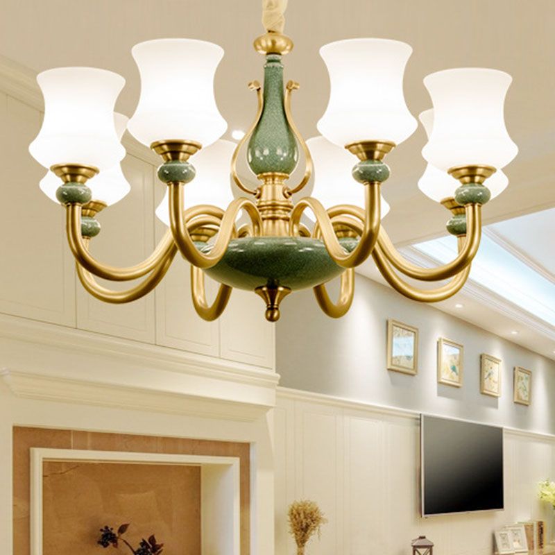 Lámpara colgante de sala de estar cónica vidrio esmerilado accesorio de iluminación de lámpara minimalista en verde