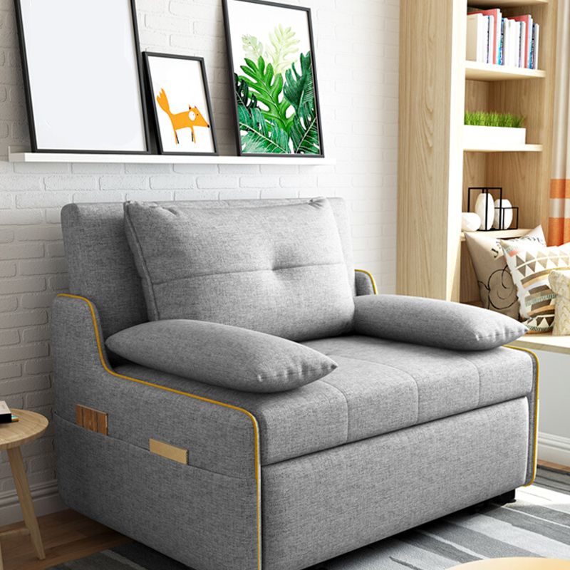 Storage Futon in Gray Modern Fabric Futon And Mattress with Pillows