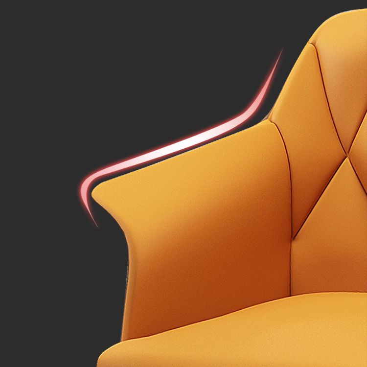 Glam Metal Dining Room Chairs Faux Leather Dining Arm Chair for Home Use