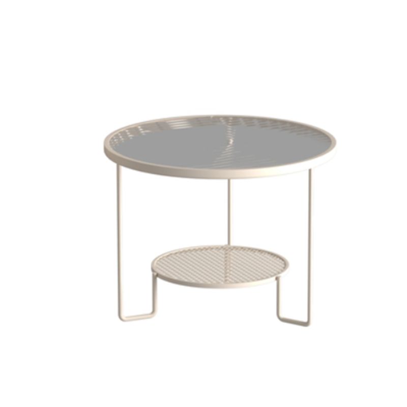 Modernism Round Glass and Steel Coffee Cocktail Table - 17.7"/19.7" H
