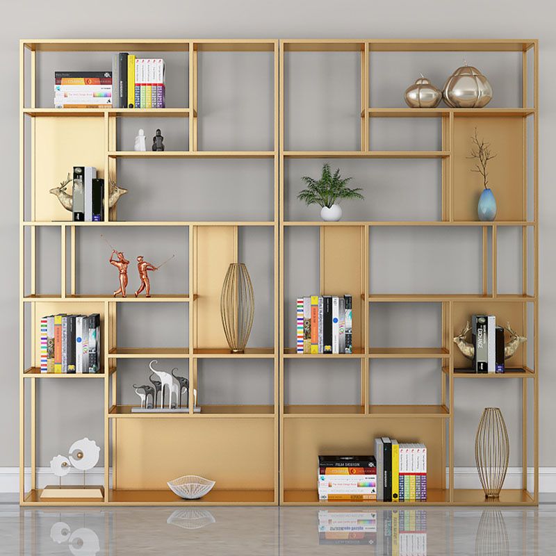 Modern Metal Bookshelf Etagere Open Shelf Bookcase with Shelves-70.8" H x 11.8" W