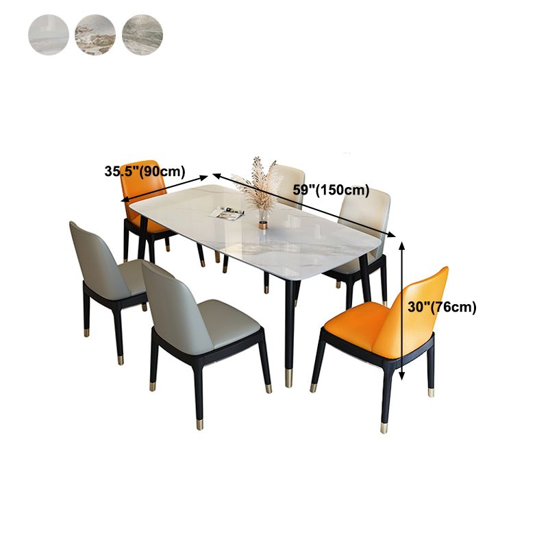 Traditional Luxury Dining Table Stone and Wood Legs Rectangle Dining Site Table