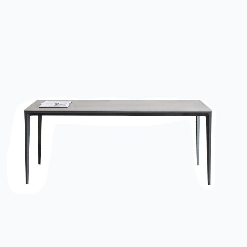 Gray Stone Top Dinette Table with Metal Legs Industrial Rectangle Dining Table