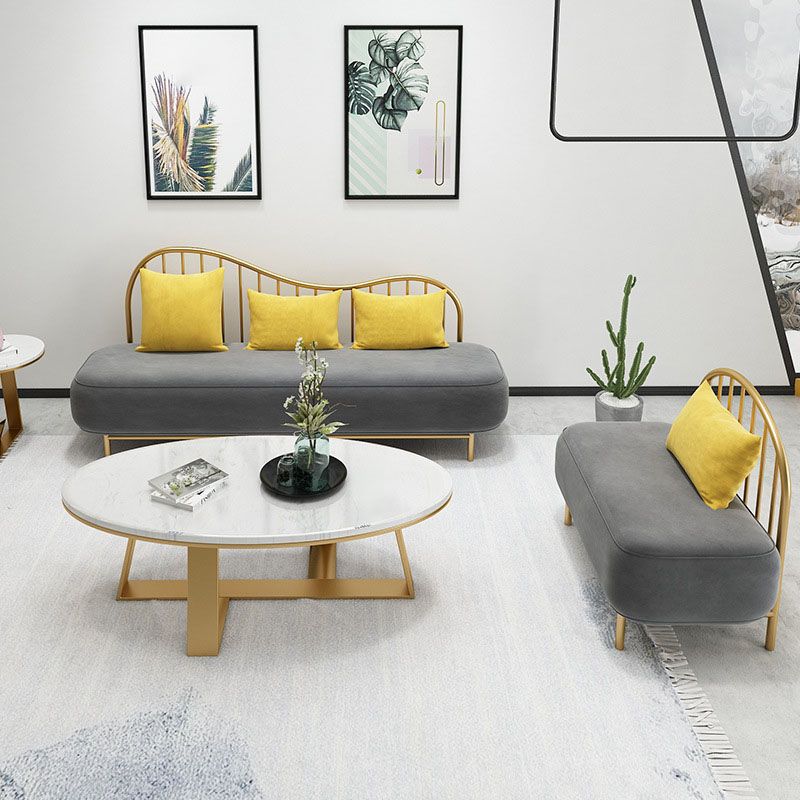 Velvet Modern Style Settee Statement Armless Sofa with 1/3 Pillows