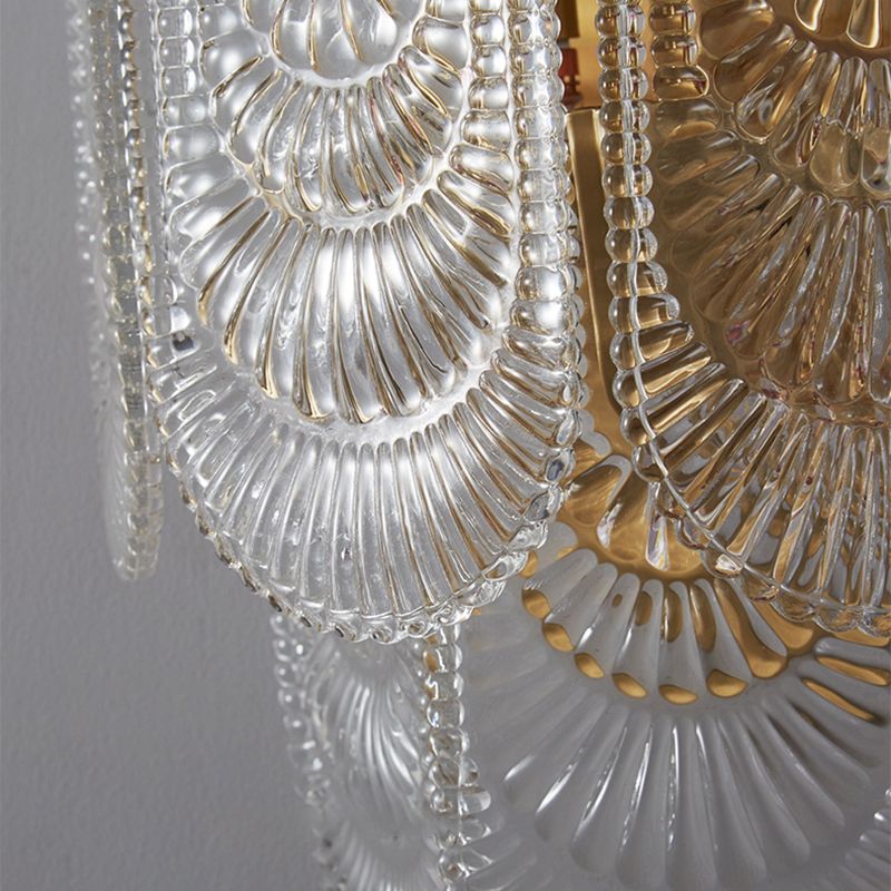 Contemporary 3- Light Wall Mounted Fixture Brass and Glass Wall Sconce
