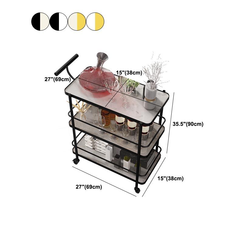Modern 35.43"H Rolling Prep Table Rectangular Metal Prep Table