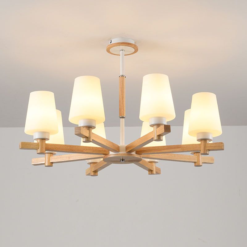 Hölzerne Anhänger Kronleuchter Decke hängende Licht mit Glasform Licht für den Salon