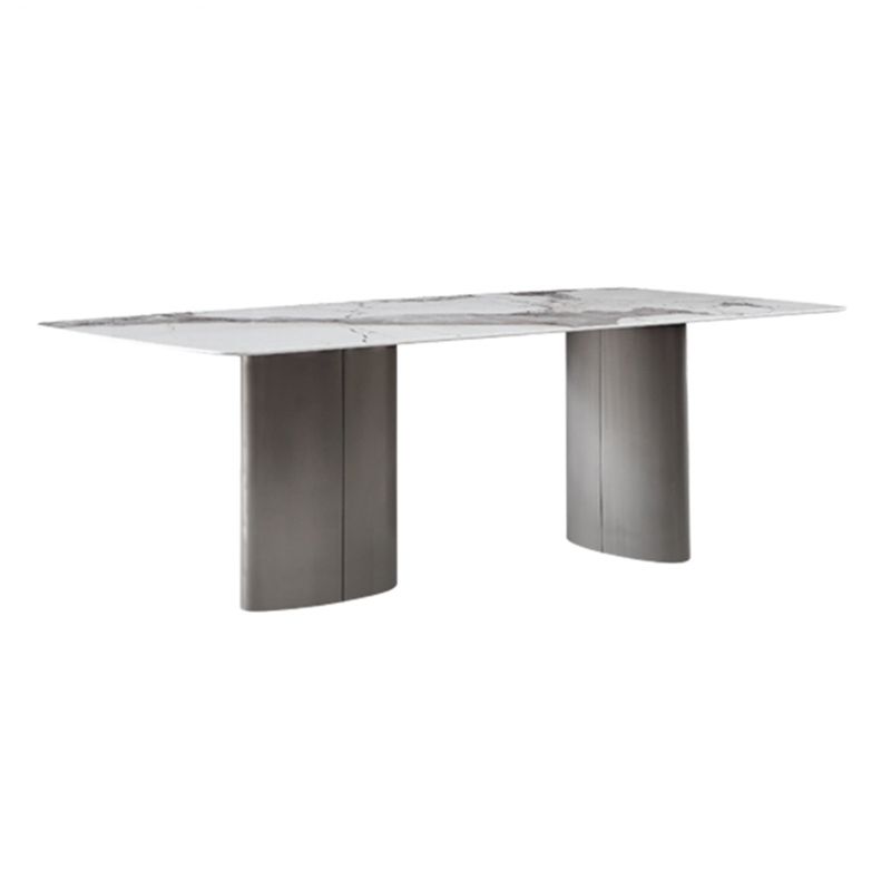 Metaal traditionele luxe rechthoek binnen tafel gesinterde stenen tafel voor eetkamer en keuken