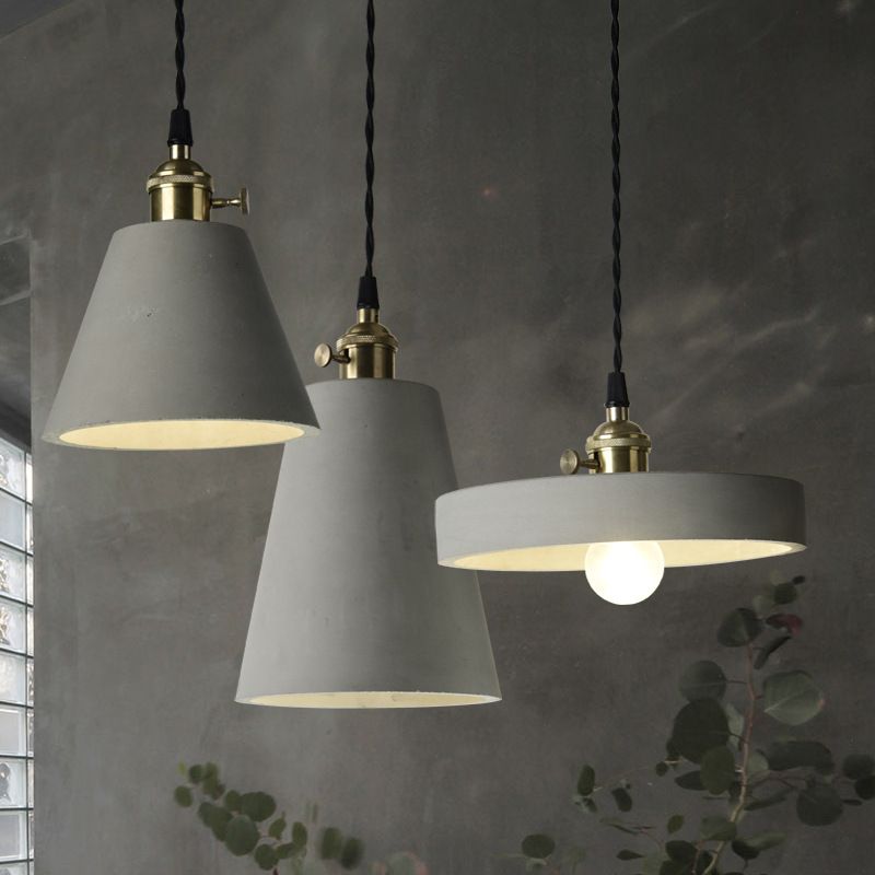 Moderne Einlichtgrau-Zementrahmen Anhänger Licht für Esszimmer Schlafzimmer
