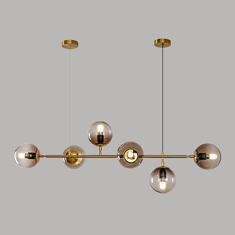 Spherical Shape Island Lights Modern Style Glass 6 Light Pendant Lighting Fixtures