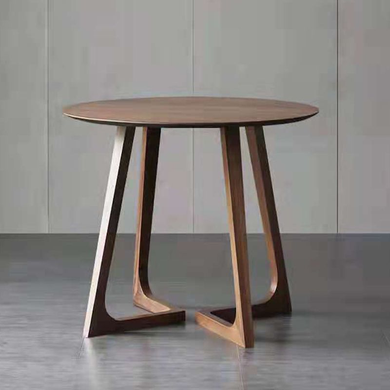 Scandinavian Round Solid Wood Coffee Table 23.6"H Sled Cocktail Table