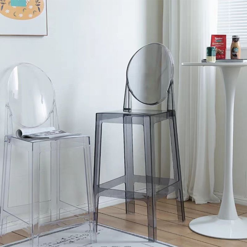 Industrial Backrest Armless Counter High Stool Plastic Bar Stool with 4 Legs