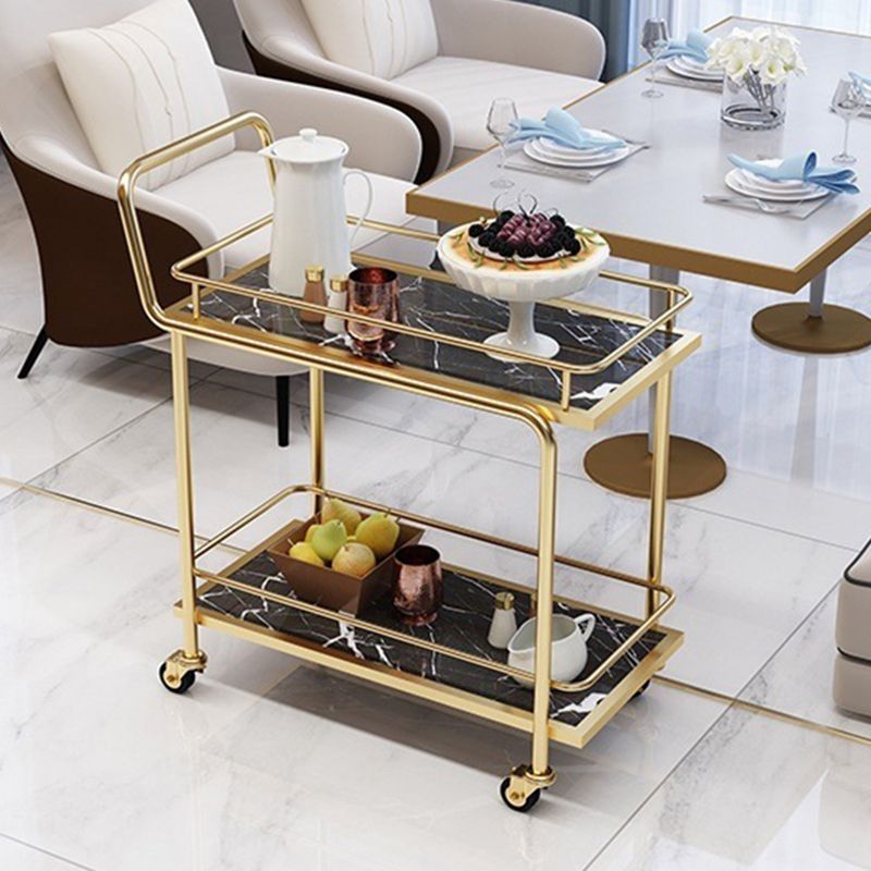 Contemporary Metal Prep Table 33.86"H Rolling Prep Table for Home Use