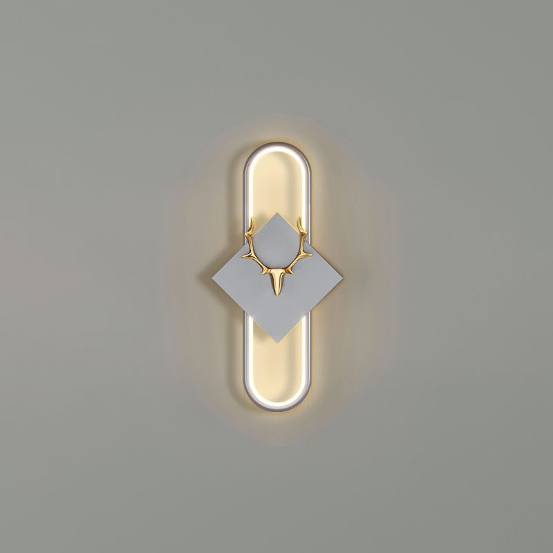 Oval Shape Metal Wall Light Modern Style 1 Light Wall Mounted Light Fixture