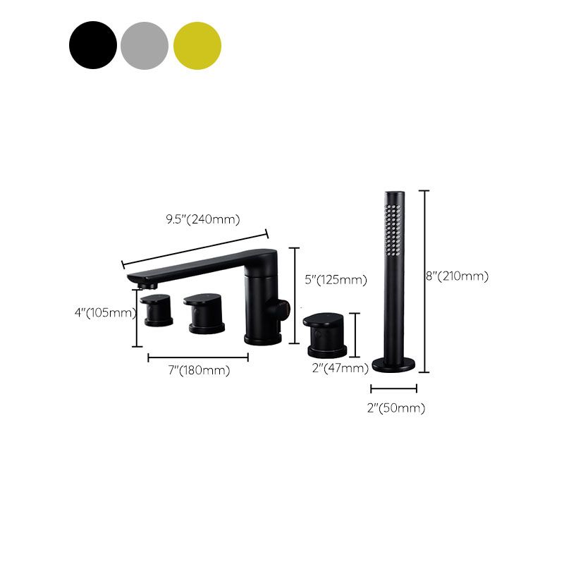 Modern Square Brass Tub Faucet with Hand Shower Bathroom Faucet