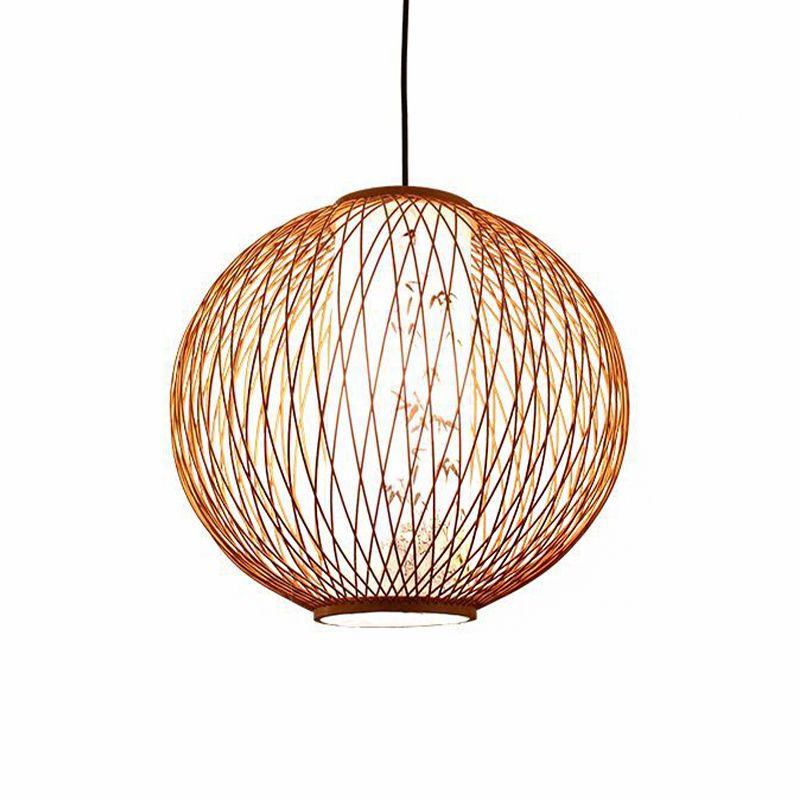 Tradición de iluminación de colgante de bola Bambú 1 bombilla 16 "/19.5" /23.5 "de ancho de madera de ancho Kit de madera colgante