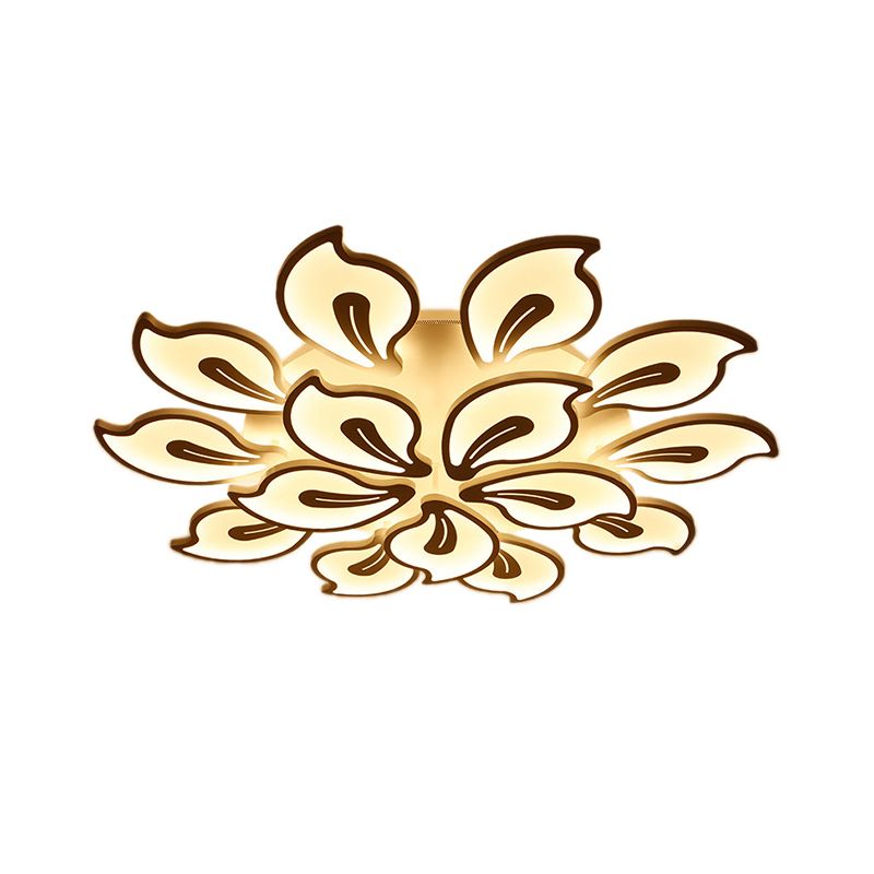 Acrylic Bauhinia Leaves Flush Ceiling Light Modernism LED 3/5/9-Light Flush Mount Light Fixture in Warm/White/Natural Light