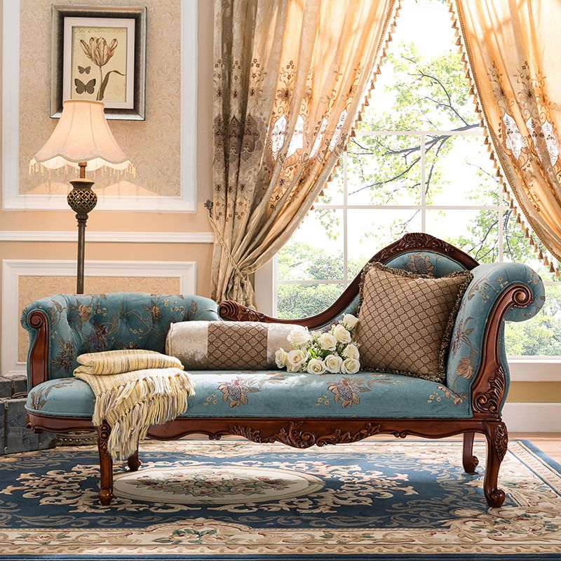 Traditional Cotton Blend Floor Chair with Rolled Arms Oversized Chaise Lounge