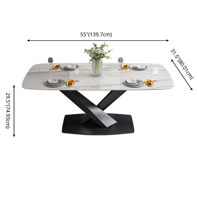 Minimalist Dining Set with Sintered Stone Dining Table and Upholstered Chairs