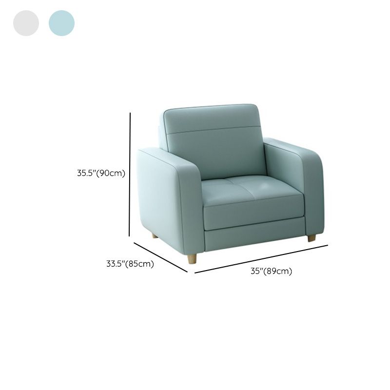 Modern Style Leather Sofa with Bolster Pillows Seating for Living Room