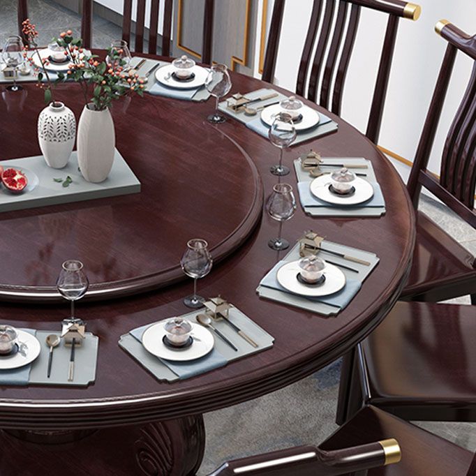 Wood Pedestal Dining Table Turntable Dining Table for Dining Room