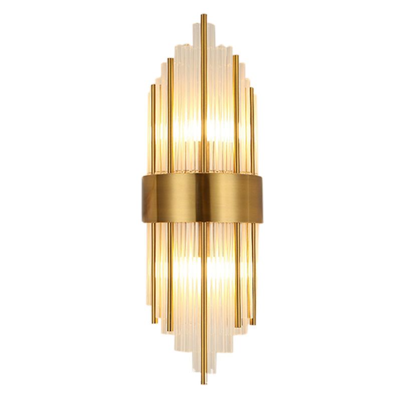 Modern Simple Style Geometric Shade Wall Sconce Metal and Glass 2 Lights Sconces in Gold Finish