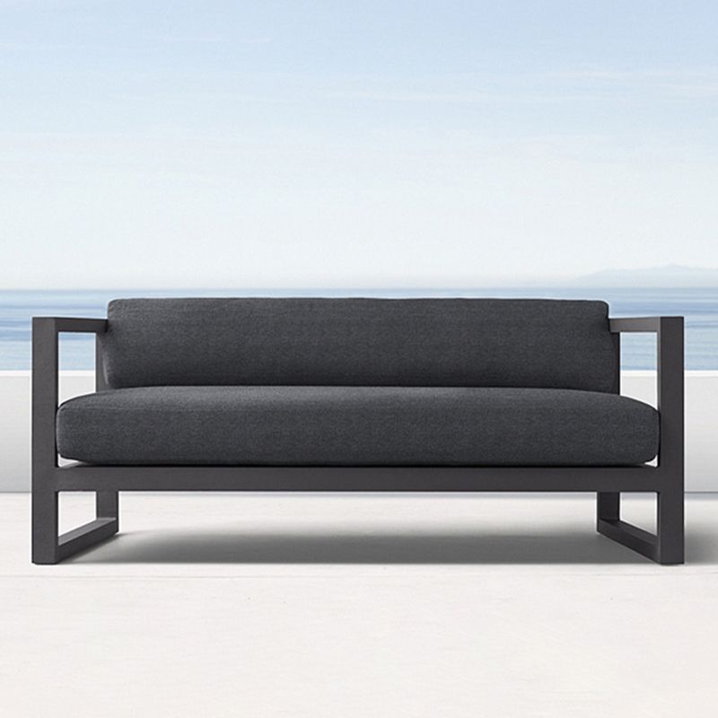 Contemporary Outdoor Patio Sofa Fabric Cushion Gray UV Resistant Water Resistant