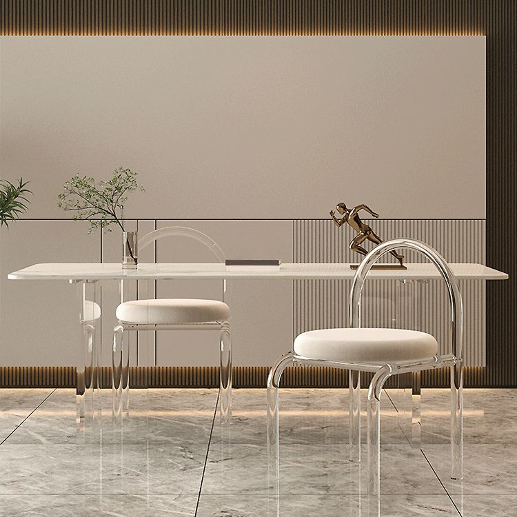 Medieval Modern Stone Dining Table Double Pedestal Base Table for Dining Room